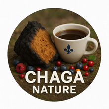 Chaga Nature – chaga du Québec en morceaux, granules, poudre et sachets
